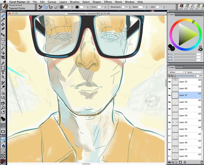 color-wash stage of illustration