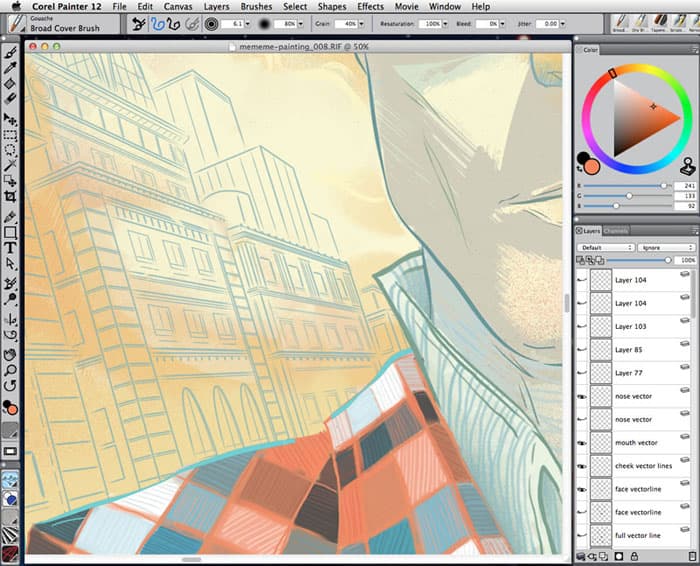 detail of building line art in illustration