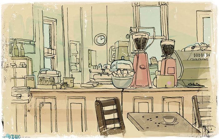 coffee shop sketches